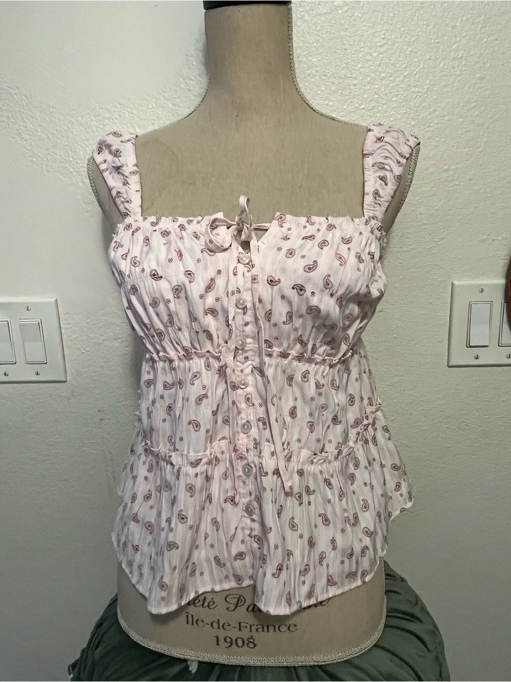 Pink Republic Light Pink Paisley Smocked Tiered Camisole